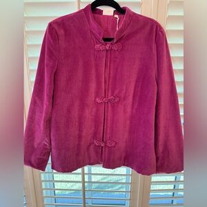 Julia Amory Fuschia Mandarin Velvet Jacket. NWT Small